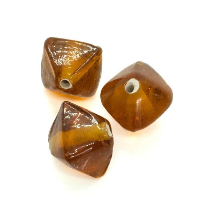 Indian Glass Lampwork Diamond 12mm x 10mm Amber - Affordable Jewellery Supplies