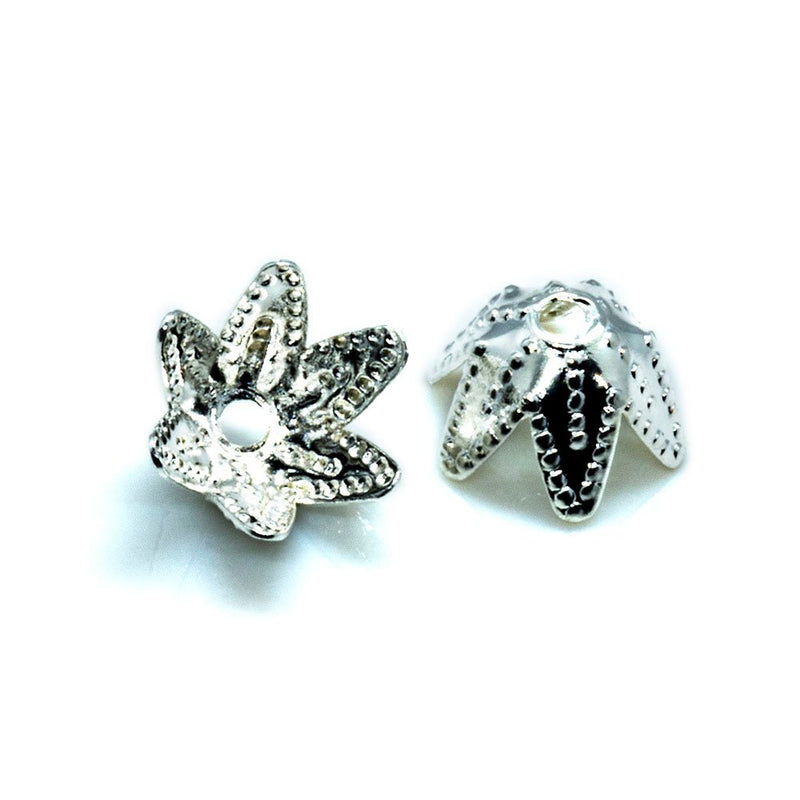 Load image into Gallery viewer, Bead Caps 6 point star 7mm Silver plated - Affordable Jewellery Supplies
