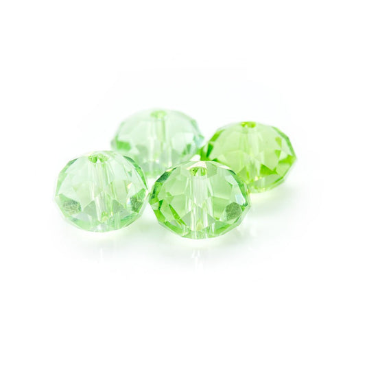 Glass Crystal Faceted Rondelle 8mm x 6mm Light Green - Affordable Jewellery Supplies