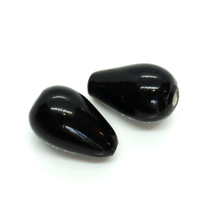Load image into Gallery viewer, Indian Glass Lampwork Teardrop 18mm x 6mm Black - Affordable Jewellery Supplies
