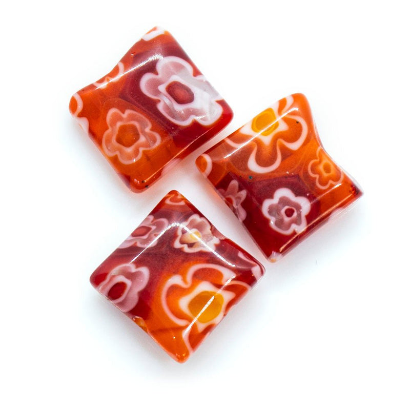 Load image into Gallery viewer, Millefiori Glass Square 8mm Orange - Affordable Jewellery Supplies
