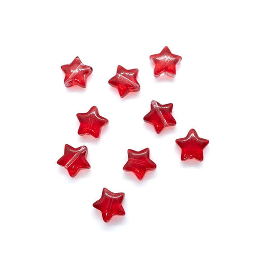 Transparent Glass Star Beads 10mm Red - Affordable Jewellery Supplies