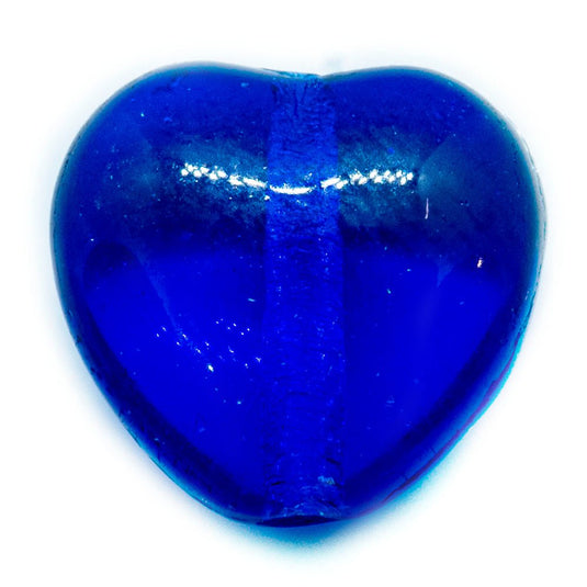 Czech Glass Pressed Heart Bead 8mm x 8mm Cobalt Blue - Affordable Jewellery Supplies
