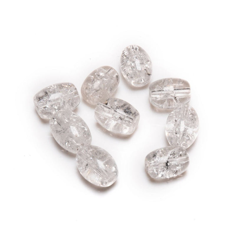 Load image into Gallery viewer, Glass Crackle Oval Beads 6mm x 8mm Crystal - Affordable Jewellery Supplies
