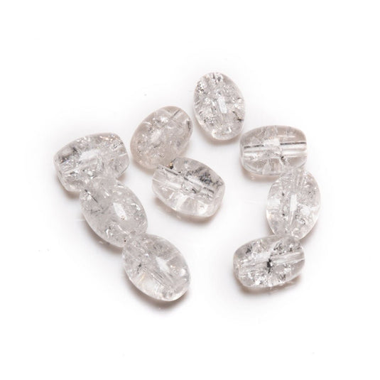 Glass Crackle Oval Beads 6mm x 8mm Crystal - Affordable Jewellery Supplies
