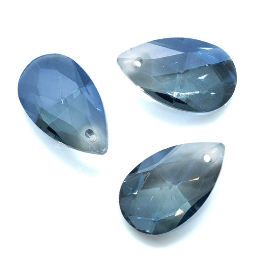 Electroplated Glass Faceted Teardrop 22mm x 13mm x 7mm Steel Blue - Affordable Jewellery Supplies