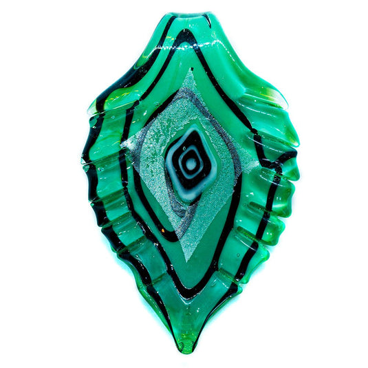 Murano Lampwork Glass Pendant with Jagged Edges 62mm x 40mm Green - Affordable Jewellery Supplies