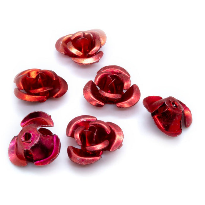 Aluminium Rose Beads 12mm Crimson - Affordable Jewellery Supplies