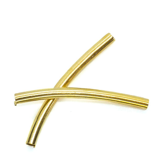 Curved Tube Beads 25mm x 1.8mm Gold - Affordable Jewellery Supplies