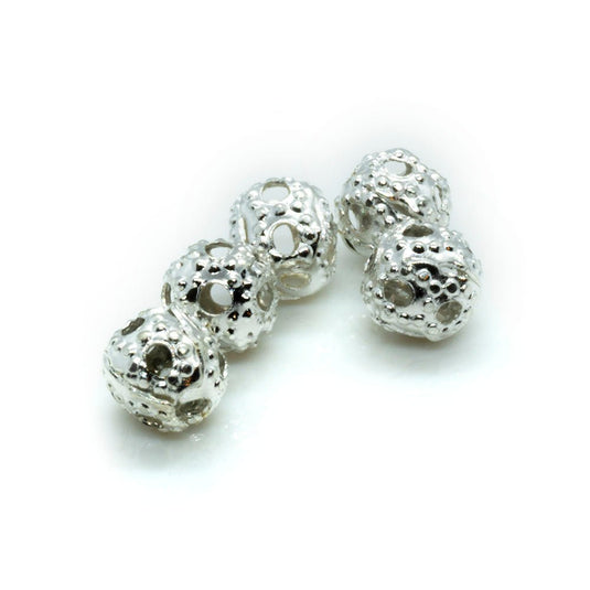 Filigree Round Metal Bead 4mm Silver - Affordable Jewellery Supplies
