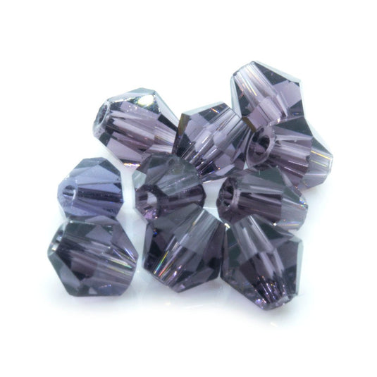 Crystal Glass Faceted Bicone 3mm Purple AB - Affordable Jewellery Supplies