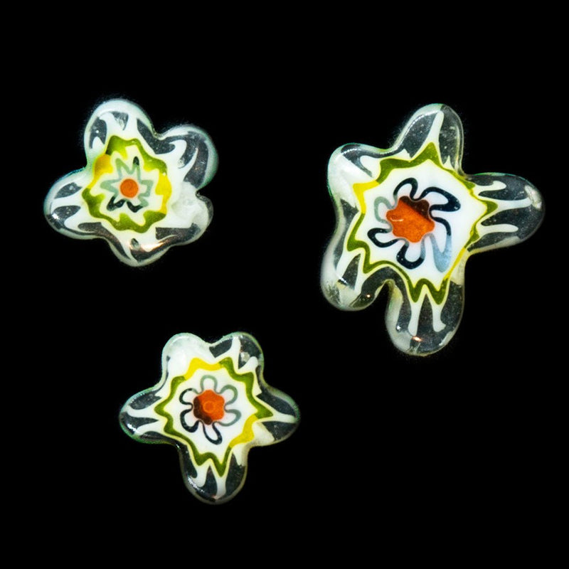Load image into Gallery viewer, Millefiori Glass Flower Bead Mixed Sizes 5-9mm White &amp; Yellow - Affordable Jewellery Supplies
