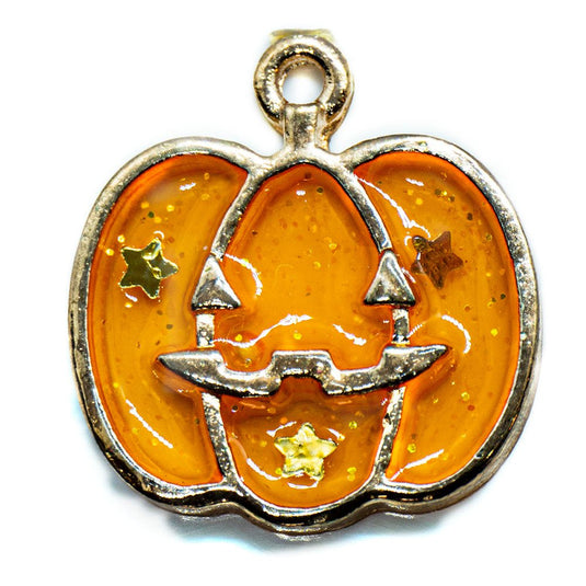 Transparent Enamel Pumpkin Charm 20mm x 19mm Orange - Affordable Jewellery Supplies