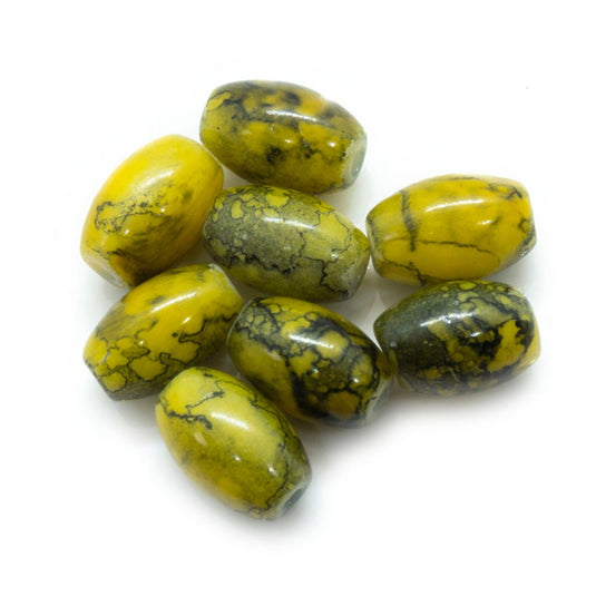 Glass Oval with Veining 11mm x 7mm Olive - Affordable Jewellery Supplies