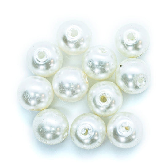 Coloured Glass Pearl Beads 6mm White - Affordable Jewellery Supplies