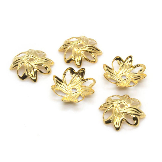 Bead Caps Leaf 10mm Gold - Affordable Jewellery Supplies