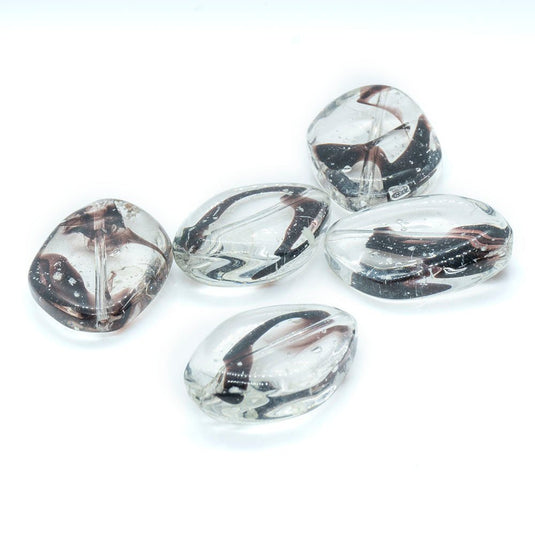 Glass Oval Crystal with Coloured Swirl 20mm x 15mm Purple - Affordable Jewellery Supplies