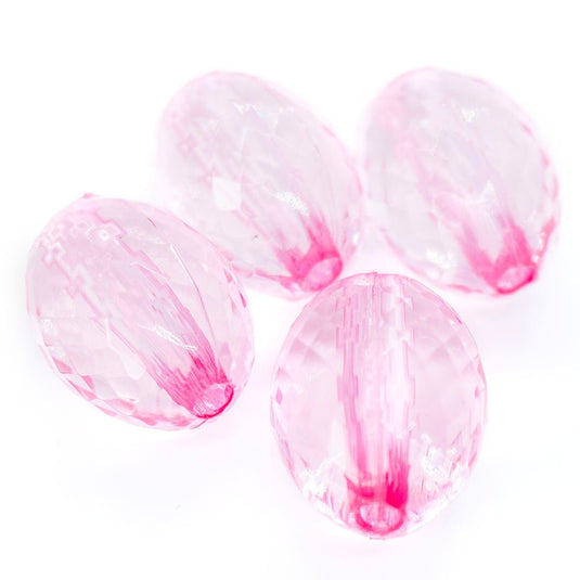 Acrylic Faceted Oval 16mm x 11mm Pink - Affordable Jewellery Supplies