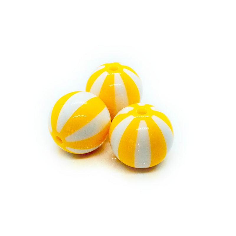 Load image into Gallery viewer, Bubblegum Acrylic Striped Beads 19mm x 18mm Yellow - Affordable Jewellery Supplies
