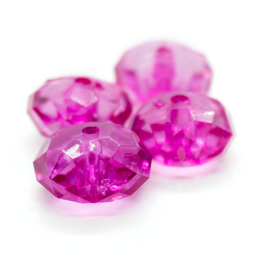Acrylic Faceted Rondelle 12mm x 7mm Fuchsia - Affordable Jewellery Supplies