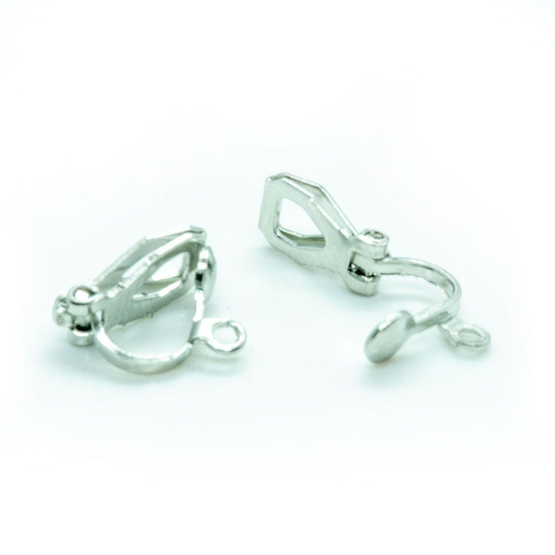 Load image into Gallery viewer, Clip-on Earwires 13mm x 11mm Platinum - Affordable Jewellery Supplies
