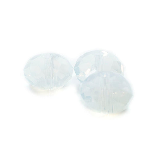 Glass Crystal Faceted Rondelle 8mm x 6mm White - Affordable Jewellery Supplies