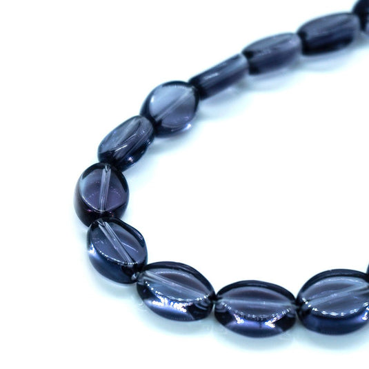 Flat Oval Glass Beads Strands 10mm x 34cm length Violet - Affordable Jewellery Supplies