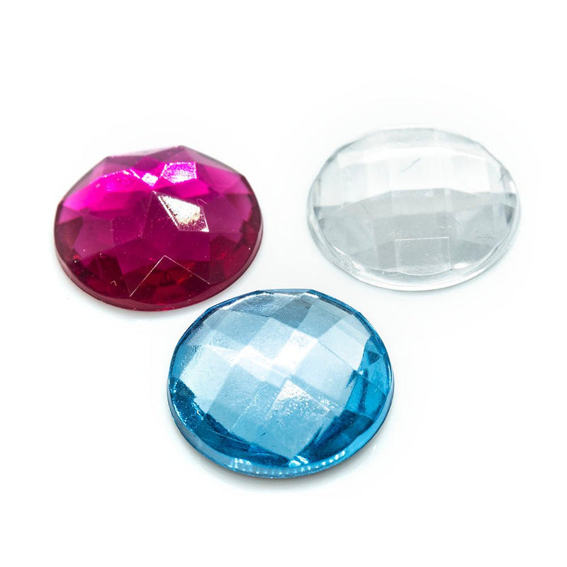Load image into Gallery viewer, Acrylic Rhinestone Flatback Faceted Cabochon 16mm Aqua - Affordable Jewellery Supplies
