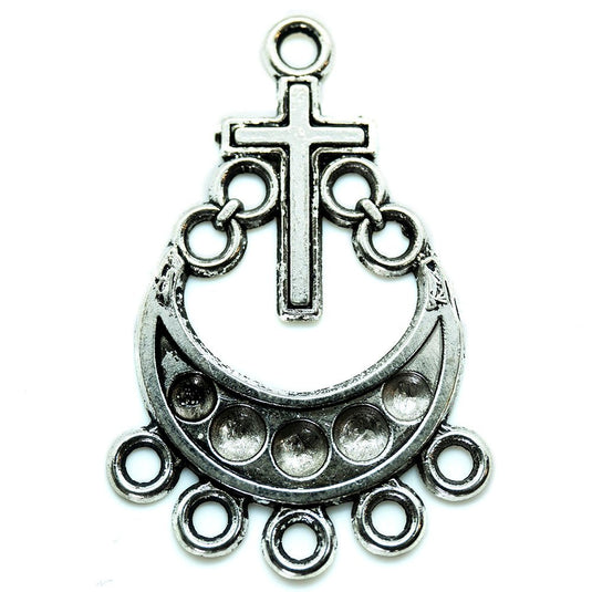 Teardrop with Cross Connector Drop 36mm x 24mm Tibetan Silver - Affordable Jewellery Supplies