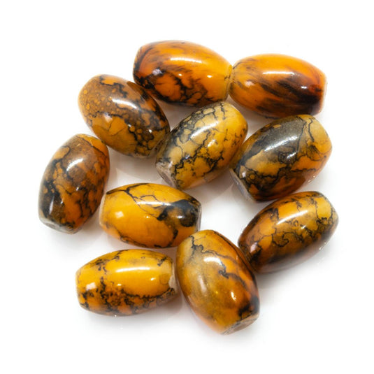 Glass Oval with Veining 11mm x 7mm Amber - Affordable Jewellery Supplies