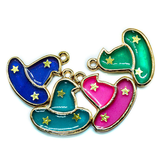 Transparent Enamel Witch Hat Charm 20mm x 18mm Teal - Affordable Jewellery Supplies