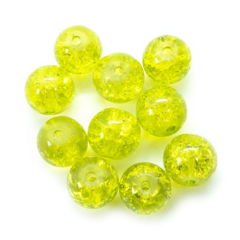 Load image into Gallery viewer, Glass Crackle Beads 8mm Chartreuse - Affordable Jewellery Supplies
