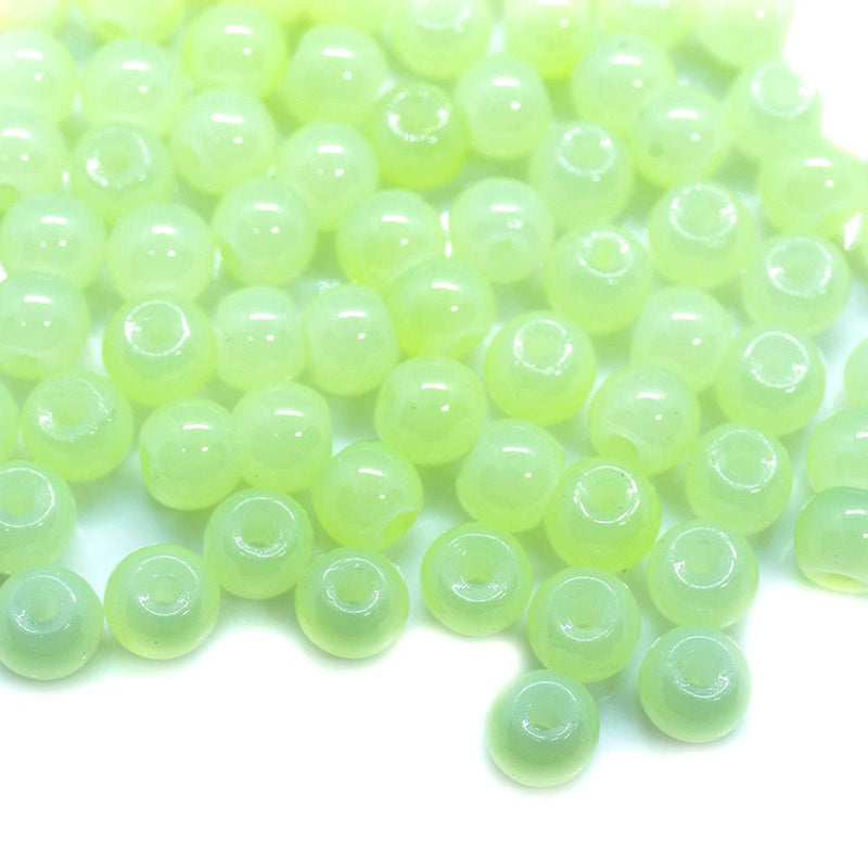 Load image into Gallery viewer, Baking Painted Imitation Jade Glass Round Beads 4.5-5 mm Green Yellow - Affordable Jewellery Supplies
