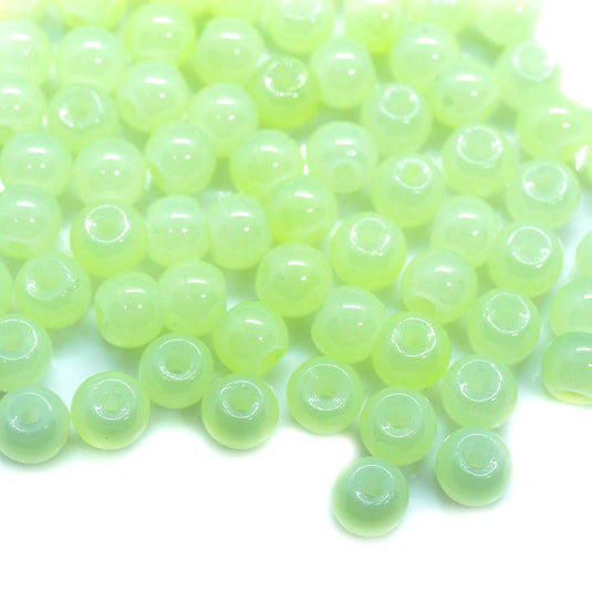 Baking Painted Imitation Jade Glass Round Beads 4.5-5 mm Green Yellow - Affordable Jewellery Supplies