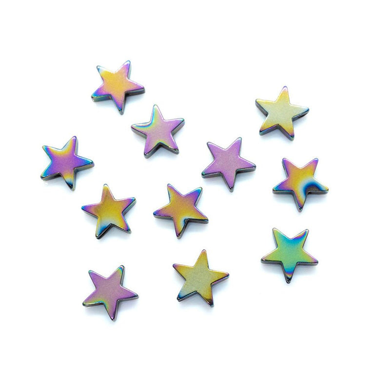 Load image into Gallery viewer, Electroplate Synthetic Hematite Star Bead 8mm Multicolour Plated - Affordable Jewellery Supplies

