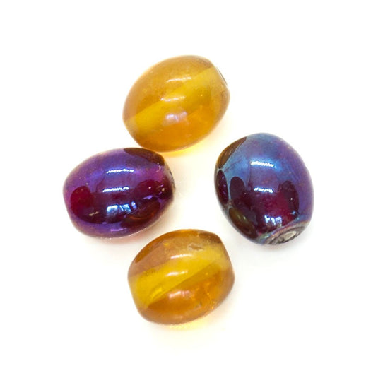 Indian Glass Lampwork Oval 12mm x 10mm Purple AB - Affordable Jewellery Supplies