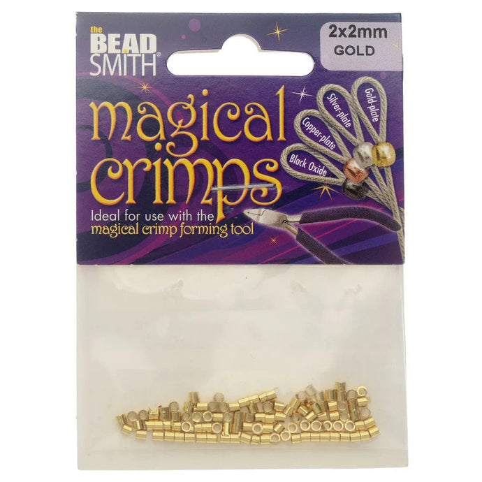 Magical Crimp Tubes 100 Pack 2mm x 2mm Gold - Affordable Jewellery Supplies
