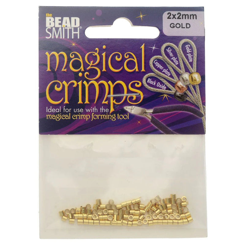 Load image into Gallery viewer, Magical Crimp Tubes 100 Pack 2mm x 2mm Gold - Affordable Jewellery Supplies

