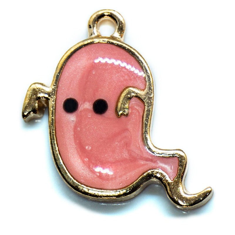 Load image into Gallery viewer, Transparent Enamel Ghost Charm 21mm x 19mm Pink - Affordable Jewellery Supplies
