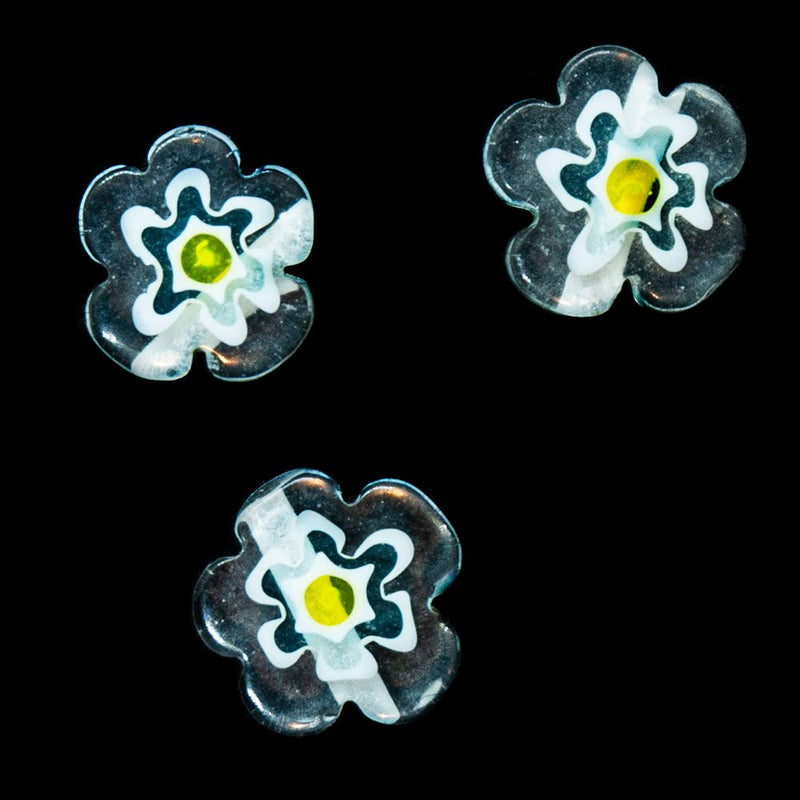 Load image into Gallery viewer, Millefiori Glass Flower Bead Mixed Sizes 5-9mm White &amp; Blue - Affordable Jewellery Supplies
