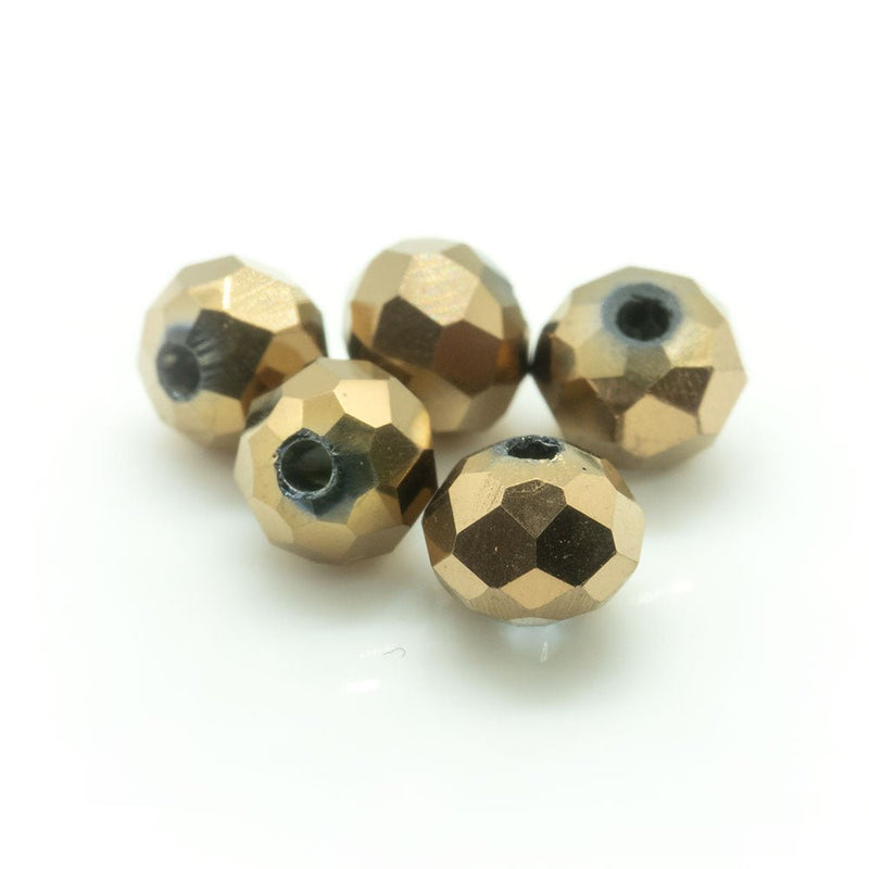 Load image into Gallery viewer, Electroplated Glass Faceted Rondelle 4mm x 3mm Copper - Affordable Jewellery Supplies
