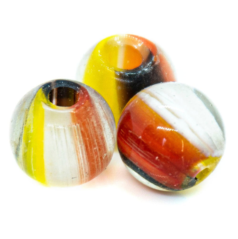 Load image into Gallery viewer, Millefiori Glass Round Bead 8mm Coloured Stripes - Affordable Jewellery Supplies

