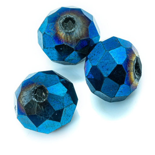 Austrian Crystal Faceted Rondelle 8mm x 6mm Marine Blue AB - Affordable Jewellery Supplies