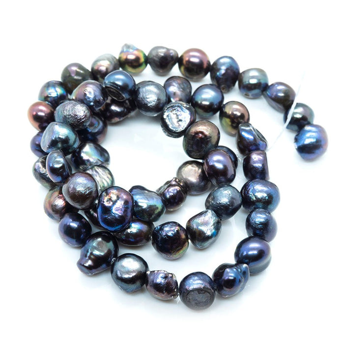Electroplated Natural Cultured Freshwater Pearls - Nugget 6-7.5mm x 5-6.5mm Mixed Dark - Affordable Jewellery Supplies