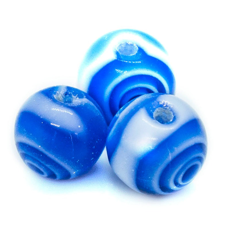 Load image into Gallery viewer, Millefiori Glass Round Bead with Swirls 6mm Cobalt - Affordable Jewellery Supplies
