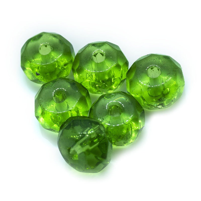 Load image into Gallery viewer, Chinese Crystal Glass Rondelle 8mm x 6mm Green - Affordable Jewellery Supplies
