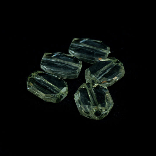 Acrylic Transparent Faceted Rectangle 10mm x 12mm Light green - Affordable Jewellery Supplies