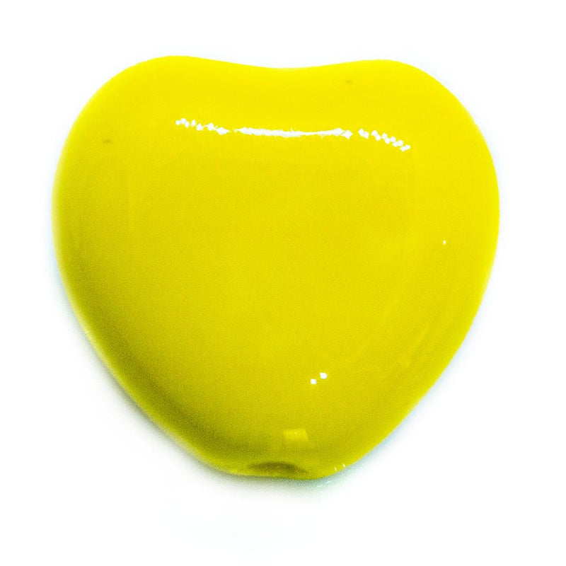 Load image into Gallery viewer, Czech Glass Pressed Heart Bead 8mm x 8mm Lemon - Affordable Jewellery Supplies
