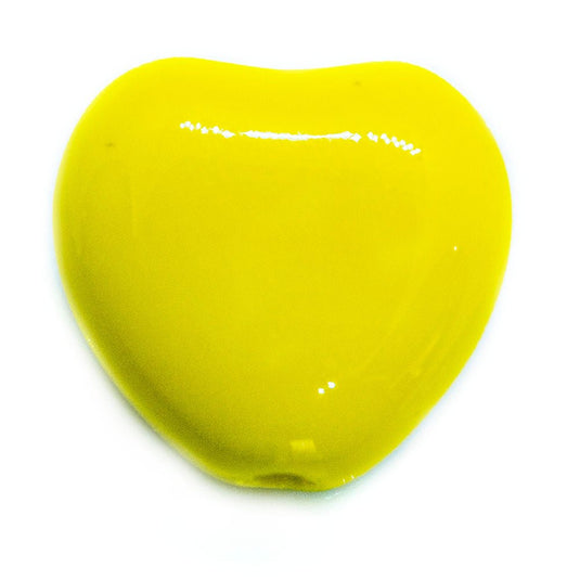 Czech Glass Pressed Heart Bead 8mm x 8mm Lemon - Affordable Jewellery Supplies
