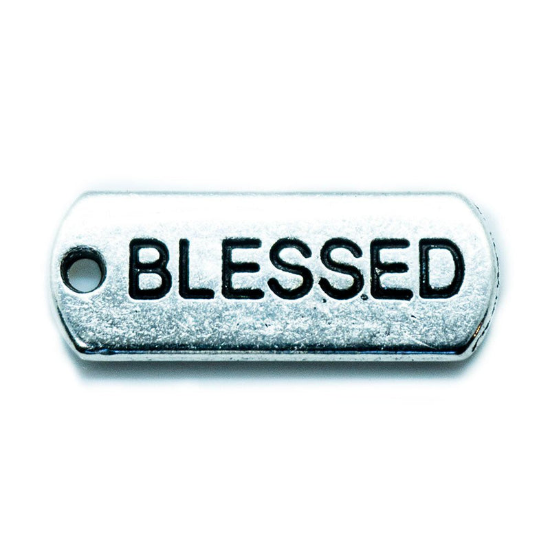 Load image into Gallery viewer, Inspirational Message Pendant 21mm x 8mm x 2mm Blessed - Affordable Jewellery Supplies

